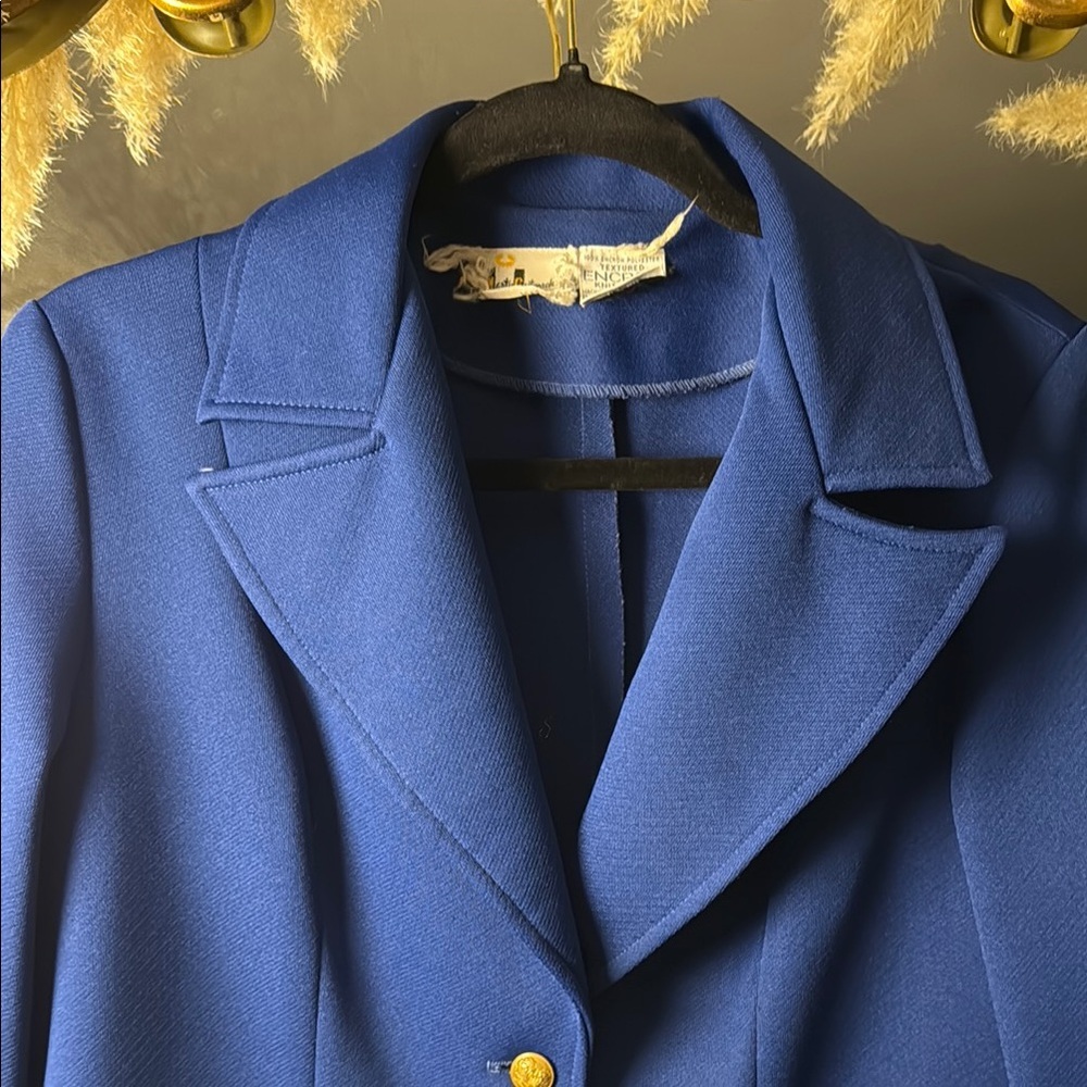 Blue Women's Knit Blazer with Gold Buttons - Picture 5 of 6